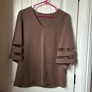 Brown v neck blouse